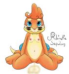  3_toes :3 absurd_res anthro aqua_(robinstic) biped blue_eyes bodily_fluids breasts buizel cub female fur genital_fluids hi_res looking_at_viewer navel nintendo nipples nude orange_fur peeing pok&eacute;mon pok&eacute;mon_(species) pussy robinstic sitting small_breasts solo toes urine video_games watersports young 