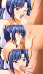  animated animated_gif artist_request blue_hair fellatio hetero kurata_ibuki oral otome_juurin_yuugi penis red_eyes split_screen tears 