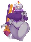  2019 absurd_res anthro big_breasts biped blep breasts clothing crop_top digital_media_(artwork) domestic_cat felid feline felis female fur grey_fur grey_tail hair hi_res largerest long_tail looking_at_viewer mammal multicolored_ears multicolored_tail navel nipple_outline orange_ears orange_eyes orange_tail panties portrait purple_ears shirt short_hair signature simple_background solo thick_thighs three-quarter_portrait tongue tongue_out topwear underwear voluptuous white_background white_ears white_hair white_tail wide_hips wristband yellow_ears 