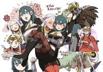  2girls blonde_hair blue_eyes blush boots breasts byleth_(fire_emblem) byleth_(fire_emblem)_(female) cape carrying chibi clash couple crossed_arms drawing duel edelgard_von_hresvelg embarrassed fire_emblem fire_emblem:_three_houses garreg_mach_monastery_uniform gloves hair_ornament hair_ribbon holding horns hug jewelry knee_boots korokoro_daigorou long_hair monster mouse multiple_girls navel o3o older pantyhose princess_carry proposal red_legwear ribbon ring shorts simple_background smile spoilers sword tears uniform weapon yuri 