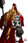  adeptus_custodes alien armor butt captain_general_kitten_(character) commander_shadowsun_(character) female hi_res if_the_emperor_had_a_text-to-speech_device_(series) male male/female not_furry sexualyeti size_difference tau warhammer_(franchise) warhammer_40000 weapon 