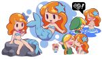  absurd_res angry bikini blonde_hair blush clothed clothing female hair hi_res humanoid hylian link link&#039;s_awakening male marin_(zelda) marine merfolk mermaid_(link&#039;s_awakening) nintendo orange_hair starbirbz swimwear the_legend_of_zelda topless video_games 