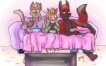  16:10 absurd_res bedding blanket blaze_wolf canid canine canis cereal domestic_cat family father felid feline felis food hi_res jesse_cat mammal parent sofa son tenyo_cat wolf 