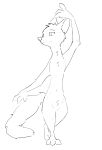  ambiguous_gender anthro black_and_white canid canine featureless_crotch fox hi_res mammal monochrome nude sketch solo standing zhan 