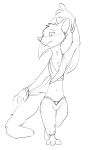  ambiguous_gender anthro black_and_white canid canine clothed clothing fox hi_res jewelry mammal monochrome sketch solo standing zhan 