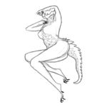  1:1 anthro breasts dragon female krunklehorn lying nipples nude on_side reptile scales scalie sketch solo spines 