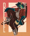  2019 5_fingers anthro clothed clothing fingers footwear hoot hyaenid male mammal shoes smile solo spotted_hyena yellow_sclera 