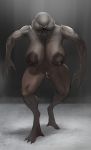  2019 anthro big_breasts bleachedleaves bodily_fluids breasts claws demogorgon demon digital_media_(artwork) female genital_fluids hi_res humanoid looking_at_viewer monster monstrous_humanoid nipples not_furry nude pussy saliva sharp_teeth simple_background solo stranger_things teeth video_games 