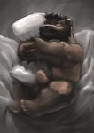  2019 absurd_res anthro balls bezdomny brown_fur erection eyes_closed fur hi_res humanoid_hands humanoid_penis lying male mammal overweight overweight_male penis pillow solo ursid 