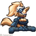  1:1 alpha_channel anthro arms_under_breasts blonde_hair boots brown_fur canid canine canis cape cheek_tuft clothing digital_media_(artwork) eyeshadow fangs female footwear fur gloves hair handwear idw_publishing is_(artist) knee_pads legwear makeup mammal mask mostly_nude nipples pixel_(artwork) ponytail pussy simple_background sitting smile solo sonic_(series) sonic_the_hedgehog_(idw) squint thigh_highs tongue tongue_out transparent_background tuft whisper_the_wolf wolf 