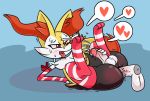  &lt;3 anal anal_penetration anthro arm_socks balls blush bodily_fluids braixen butt clothing cum cumshot disembodied_penis duo ejaculation fucked_silly genital_fluids girly legwear looking_pleasured male male/male male_penetrated male_penetrating male_penetrating_male nintendo orgasm orgasm_face penetration penis pok&eacute;mon pok&eacute;mon_(species) red_eyes sex solo_focus sweat thigh_highs tongue tongue_out video_games 