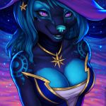  1:1 anthro breasts canid cleavage clothed clothing female halloween hi_res holidays laina magic_user mammal night portrait solo star tagme witch 