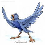  1:1 2018 ambiguous_gender avian beak bird blue_feathers blue_wings canary feathered_wings feathers feral hi_res jasper_blue open_beak open_mouth solo spread_wings toonfx wings 
