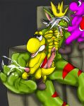  2008 anthro bodily_fluids crown cum cum_in_mouth cum_inside cum_on_feet dragon feet genital_fluids group group_sex male male/male mario_bros masturbation muscular muscular_male nintendo penis randomdragon randomdragon_(character) sex video_games yoshi 