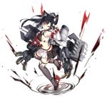  1girl animal_ears armpits azur_lane bare_shoulders black_hair breasts detached_sleeves fingerless_gloves floating_hair gloves grey_legwear hair_ribbon long_hair long_sleeves looking_at_viewer machinery mechanical_arm medium_breasts midriff miniskirt nail_polish official_art one_eye_closed pleated_skirt ponytail red_eyes red_ribbon retrofit_(azur_lane) revealing_clothes ribbon rudder_footwear saru shigure_(azur_lane) shoes skirt smile smokestack solo tachi-e tail thighhighs tongue tongue_out transparent_background turret very_long_hair white_skirt wolf_ears wolf_girl wolf_tail zettai_ryouiki 