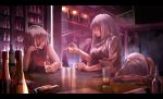  5girls alcohol bar beer bottle cup drinking_glass drinking_straw drunk eyepatch girls_frontline glasses highres hk416_(girls_frontline) ice ice_cube light m16a1_(girls_frontline) miyabino_(miyabi1616) multiple_girls sleeping table wine_bottle 