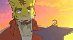  aged_up anthro domestic_cat duo felid feline felis hi_res male male/male mammal morenatsu pantherine romantic shin_(morenatsu) smile sunset tiger torahiko_(morenatsu) パオマー 