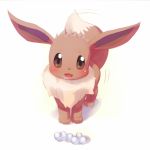  1:1 2017 ambiguous_gender blush breath brown_eyes brown_fur cotora eevee feral fluffy fluffy_tail fur looking_at_viewer motion_lines nintendo open_mouth paws pok&eacute;mon pok&eacute;mon_(species) simple_background solo video_games white_background 
