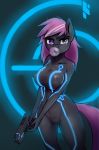  2019 absurd_res anthro big_breasts breasts clothed clothing equid equine fan_character female hi_res horse mammal my_little_pony nipples nude paintmech-paints simple_background solo tron video_games 