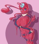  2017 accessory alternate_species big_breasts blue_eyes bra breasts butt clothing costume female goo_(disambiguation) goo_creature goo_humanoid gym_leader hair_accessory hand_on_breast hi_res humanoid implied_transformation melting nintendo nipples not_furry nude pink_background pok&eacute;mon red_breasts red_nipples red_skin seductive seductivesouthpaw shadow shiny simple_background skyla_(pok&eacute;mon) slime solo tentacles touching_breast translucent underwear undressing video_games 