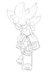  2:3 anthro black_and_white bodily_fluids bodysuit breath clothing eulipotyphlan footwear gloves handwear hedgehog kalk427 male mammal monochrome shadow_the_hedgehog shoes sketch skinsuit solo sonic_(series) sweat tight_clothing undressing zipper 