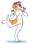  anthro blue_eyes breasts canid canine canis domestic_dog female hi_res mammal nipples nude peace_sign_(disambiguation) pixylbyte pussy simple_background solo tongue tongue_out white_background 