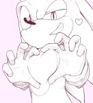  &lt;3 10:11 anthro belly belly_squish clothing eulipotyphlan gesture gloves grin hand_heart handwear hedgehog kalk427 looking_at_viewer male mammal pink_background simple_background smile solo sonic_(series) sonic_the_hedgehog squish 