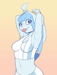  absurd_res anthro blep eeveelution female flurry_(character) frostynoten glaceon hi_res long_ears nintendo pok&eacute;mon pok&eacute;mon_(species) purple_eyes solo tongue tongue_out video_games 