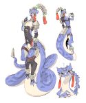  ? anthro armor balancing_on_tail black_sclera claws fangs flower inufuji male multicolored_skin pauldron plant purple_skin reptile scalie simple_background snake solo tikaka_the_ancient white_background white_skin yellow_eyes 