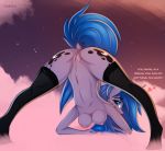  &lt;3 2019 anthro ass_up blue_eyes breasts butt clothing cutie_mark dialogue dock english_text equid female friendship_is_magic hi_res horn legwear looking_at_viewer mammal my_little_pony nipples princess_luna_(mlp) pussy solo text twiren 