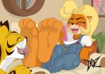 2018 4_toes absurd_res activision ambiguous_gender anthro bandicoot black_nose bodily_fluids clothed clothing coco_bandicoot countershade_feet countershading crash_bandicoot_(series) dazidentevil digital_media_(artwork) duo eyes_closed female foot_fetish foot_focus foot_lick hi_res holding_object inside licking mammal marsupial open_mouth saliva sharp_teeth sofa soles solo_focus teeth toes tongue tongue_out video_games 