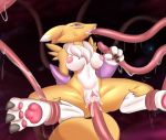  bodily_fluids breasts cum cum_in_mouth cum_in_pussy cum_inside digimon digimon_(species) female forced genital_fluids hi_res kyodashiro nipples paws pussy rape renamon sans_(undertale) solo_focus tears tentacles undertale video_games 