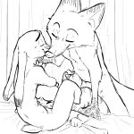  1:1 bed bent_over black_and_white canid canine disney eyes_closed foot_fetish footjob fox group jack_savage lagomorph leporid male male/male mammal monochrome nick_wilde on_bed rabbit replytoanons sex sitting sketch zootopia 