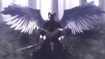  16:9 angel demon digital_media_(artwork) fallen feathered_wings feathers female forest hi_res huskyman invalid_tag nude sad tree wings 