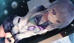  bra game_cg kakegawa_hazuki kiba_satoshi marmalade purple_eyes school_uniform skirt study_&sect;_steady underwear wet white_hair 