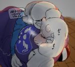  animated_skeleton blush bodily_fluids bone boss_monster bovid breasts breath caprine embrace female japanese_text male male/female mammal sans_(undertale) skeleton sweat text tomato_(artist) toriel translation_request undead undertale video_games 