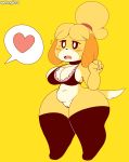  absurd_res animal_crossing big_breasts big_butt bottomless bra breasts butt canid canine canis clothed clothing domestic_dog dongitos female fur hi_res huge_butt isabelle_(animal_crossing) legwear mammal nintendo pussy short_stack solo thick_thighs underwear video_games white_fur wide_hips yellow_fur 