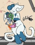  2019 2_tails antennae_(anatomy) anthro bethesda_softworks blue_fur blue_hair brain breasts chibi cybernetics fallout fallout:_pca fangs felid feline female fire floor_tiles fur gloves_(marking) hair hi_res hologram hovering idena_(swordfox) inkwell-pony leg_markings machine mammal markings meowstic multi_tail nintendo nude pok&eacute;mon pok&eacute;mon_(species) pok&eacute;morph post-apocalyptic red_eyes robot scar signature socks_(marking) story story_in_description tiles upset video_games what_has_science_done white_fur wire 