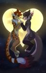 &lt;3 2019 ambiguous/ambiguous ambiguous_gender anthro canid canine canis cheetah citrinelle_(character) digitigrade duo eye_contact featureless_crotch felid feline fur hand_holding kazutsu levitating looking_at_another mammal navel nude romantic_couple simple_background spots white_fur wolf yellow_sclera 