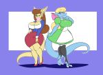  alice_(jamearts) anthro big_breasts breasts cleavage clothed clothing dragon dress duo female hair hi_res huge_lips kaboozle rebecca_(jamearts) 