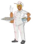  ant antennae_(anatomy) arthropod chef chef_hat clothed clothing facial_hair fully_clothed hat headgear headwear holding_object honeypot_ant hymenopteran insect male multi_arm multi_limb overweight overweight_male slightly_chubby smile unknown_artist 