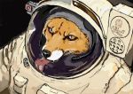  anthro armor black_nose canid canine fangs fox fur headgear helmet hotchkisstank licking licking_glass mammal orange_fur slit_pupils solo spacesuit tongue tongue_out 