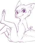  2018 alec8ter anthro arctic_fox balls blush canid canine crossgender disney fox male mammal pawpads penis simple_background sitting sketch skye_(zootopia) solo white_background zootopia 