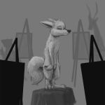  1:1 antelope anthro bovid canid canine charlie_(weaver) corsac_fox creating_art disney easel female flakjackal fox fur greyscale group mammal monochrome nude_modelling pack_street standing zootopia 