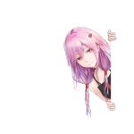  1girl blush fattybot guilty_crown hair_ornament hairclip long_hair looking_at_viewer peeking peeking_out pink_hair reaching_out smile solo transparent_background twintails yuzuriha_inori 