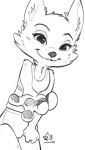  alec8ter anthro arctic_fox canid canine clothed clothing disney female fox mammal pawpads simple_background sketch skye_(zootopia) smile solo standing white_background zootopia 