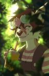  2019 5_fingers anthro canid canine clothed clothing digital_media_(artwork) fingers green_eyes lukiri male mammal open_mouth smile solo teeth tongue 
