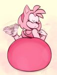  amy_rose big_butt bodily_fluids butt female hi_res ota_(artist) solo sonic_(series) sweat tugging_collar 