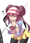  ... 1girl aqua_eyes black_legwear breasts brown_hair chin_stroking commentary_request double_bun hair_between_eyes highres konno_tohiro large_breasts long_hair mei_(pokemon) open_mouth pantyhose pokemon pokemon_(game) pokemon_bw2 pokemon_masters pokemon_trainer raglan_sleeves shirt shorts sleeves_past_elbows solo spoken_ellipsis twintails visor_cap watch white_background wristwatch yellow_shorts 