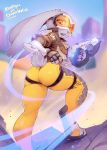  2019 absurd_res anthro blizzard_entertainment butt butt_pose clothing cosplay disney ears_down eyewear female fingerless_gloves fur gloves gofa goggles grey_fur gun handgun handwear hi_res holding_object holding_weapon jacket judy_hopps lagomorph long_ears looking_back low-angle_view mammal open_mouth outside overwatch pivoted_ears pose ranged_weapon rear_view signature solo topwear tracer_(overwatch) video_games weapon zootopia 
